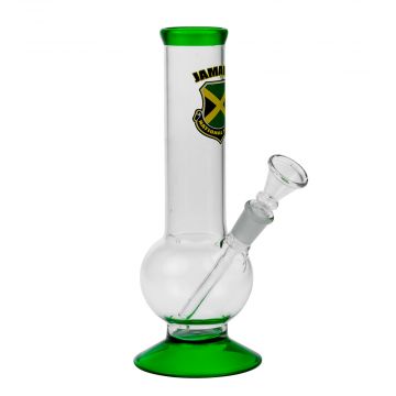 Country Bouncer Bubble Base Glass Bong with Green Accents - Side View 1