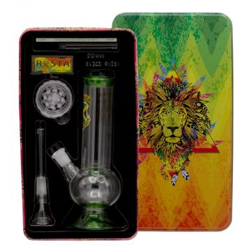 Amsterdam Bouncer Rasta Bong Giftset | 8.3 Inch