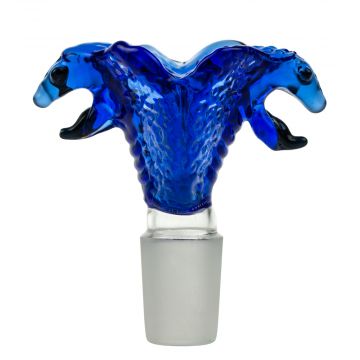 Glass-on-Glass Cobra Bowl | 18.8mm - Blue 