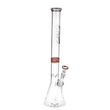 G-Spot Glass Color Beaker Ice Bong with Flame Polished Logo | 55cm | Red - Side View 1