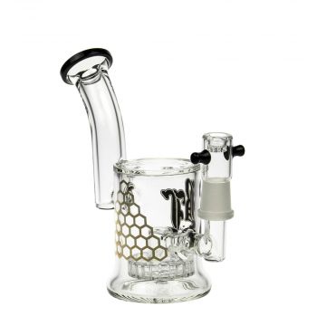 Black Leaf - Glass Mini Bong with Drum Perc - Side view 1