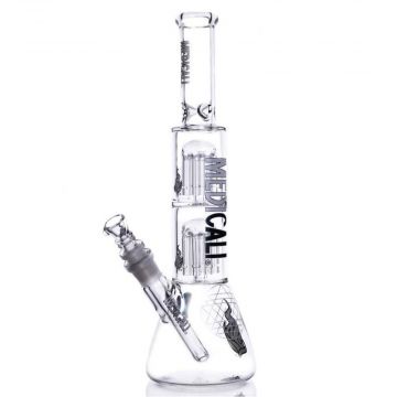 Medicali Glass Double 8- Arm Tree Perc Beaker Ice Bong | 13 Inch