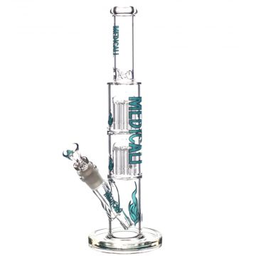 Medicali Glass Straight Double 8- Arm Tree Perc Ice Bong | 13 Inch