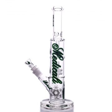 Medicali Glass Straight Ice Bong with Double Showerhead Perc | 13 Inch