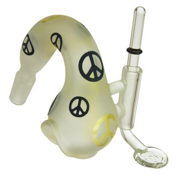 Paranoia Glass - Dog House Vapor Swing - Frosted Glass 45 Degree Right Load - Peace Sign