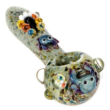 Empire Glassworks Small Critter Spoon Pipe with Frit | Crab - Front View 1