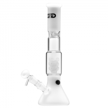 Grace Glass Beaker Ice Bong with Spiral Perc | Milky White