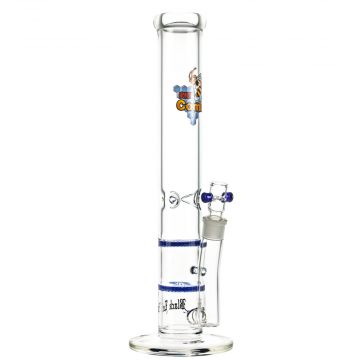 Black Leaf Double HoneyComb Ice Bong | 15 inches | Blue - Side View 1