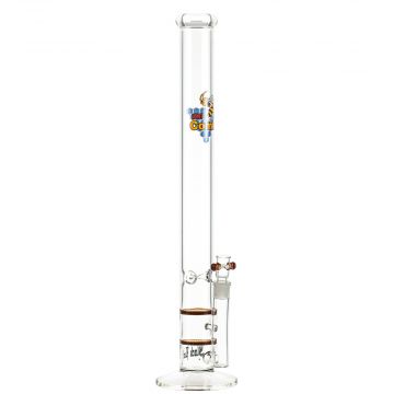 Black Leaf Double HoneyComb Ice Bong | 22 inches | Amber - Side View 1