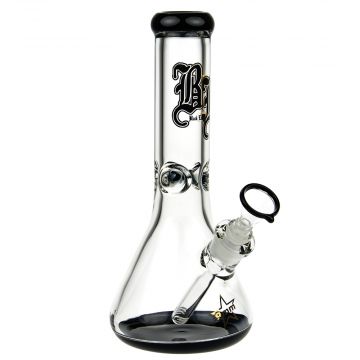 Black Leaf Beaker Base Ice Bong | Black - Side View 1