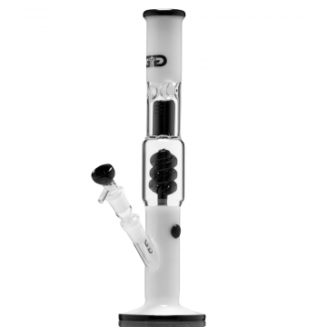 Grace Glass - Straight Ice Bong with Spiral perc - Black & White