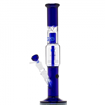 Grace Glass Straight Ice Bong with Double Drum perc | Blue