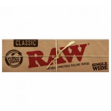 RAW Natural Single Wide Hemp Rolling Papers - Box of 50 Packs