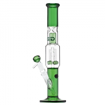 Grace Glass - Straight Ice Bong with Double Barrel perc - Green