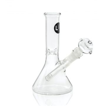 LA Pipes Simply Guy 8 Inch Beaker Base Ice Bong | Clear - Side View 1