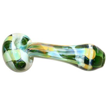 Glass Spoon Pipe Inside Out Silver and Gold Fume Drooper | Green