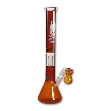 Black Leaf - Flaming Skull Percolator Bong - Amber