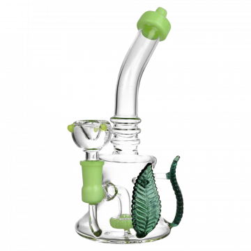 Glass Leaf Handle Water Pipe Bong | Side View 1