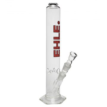 EHLE. Glass - Straight Cylinder Bong 2000ml - 29.2mm - Ice Notches - Red logo