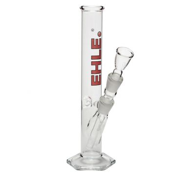 EHLE. Glass - Straight Cylinder Bong 250ml - Ice Notches - Red logo