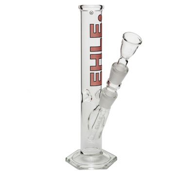 EHLE. Glass - Straight Cylinder Bong 100ml - Ice Notches - Red logo