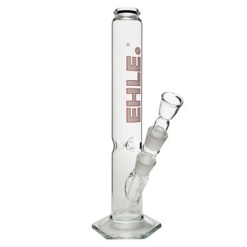 EHLE. Glass - Straight Cylinder Bong 1000ml - 29.2mm - Ice Notches - White logo