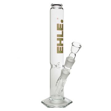 EHLE. Glass - Straight Cylinder Bong 1000ml - 29.2mm - Ice Notches - Green logo