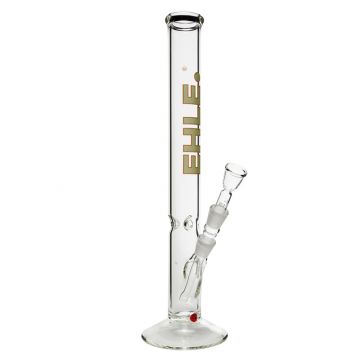 EHLE. Glass - 5mm Thick - Straight Cylinder Bong 450ml - Ice Notches - Green logo