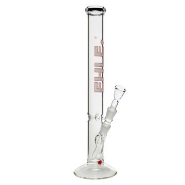 EHLE. Glass - 5mm Thick - Straight Cylinder Bong 450ml - Ice Notches - White logo