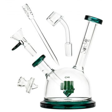 Snoop Dogg Pounds CHI Semi-Dome Dab Rig | Teal - Complete Set 