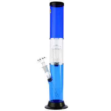 Acrylic Straight Bong with Glass Tree Perc Downstem and Herb Bowl - Blue 