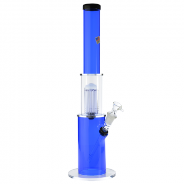 Acrylic Bong with Glass Tree Perc Downstem and Herb Bowl - Blue - Side view 1