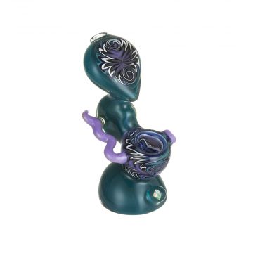 Glass Mini Bubbler Inside-Out with Reversals and Appendage