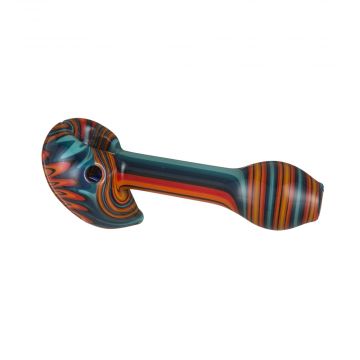 Glass Spoon Pipe Inside-Out with Switchbacks and Teardrop Bowl