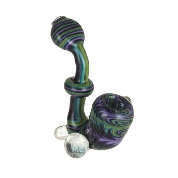 Glass Sherlock Pipe Inside-Out with Reversal and Opal | Purple Green