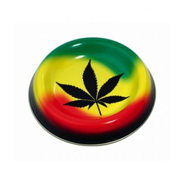 Metal Ashtray - Rasta Leaf