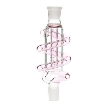 Glass Ash Catcher with Spiral Perc | Pink | 18.8mm