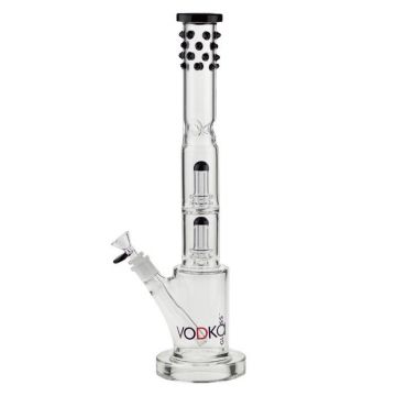 Vodka Glass Clam Digger Double Showerhead Percolator Ice Bong | Side view 1