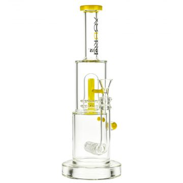 Vodka Glass Iron Giant Double Percolator Bong | Yellow - Side View 1