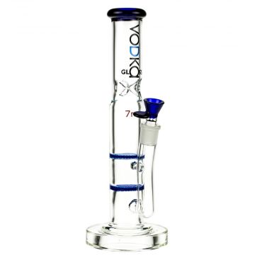 Vodka Glass Beehive Double HoneyComb Perc Bong | Blue - Side View 1
