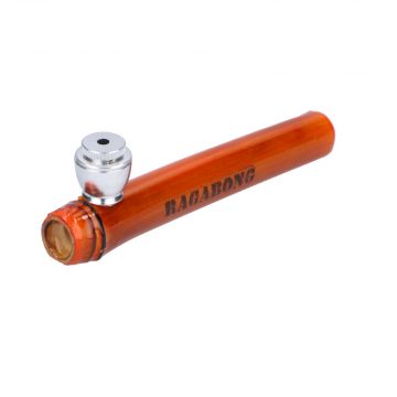 Bamboo Steamroller Pipe with Capped Metal Bowl | 5 Inch | Orange