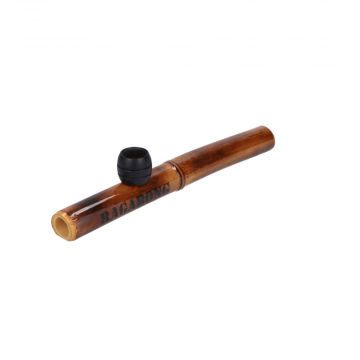 Bamboo Steamroller Pipe with Wooden Bowl | 9 Inches | Dark Wood