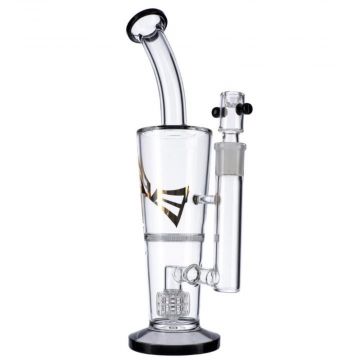 Evolution Evo Pint Glass Bubbler with Matrix and Honeycomb Disc Perc | Black | side view 1