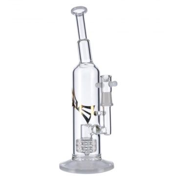 Evolution E-Series Hydro Glass Bong with Slitted Drum Perc | White | side view 1