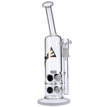Evolution Blaze Glass Vapor Bong with Double Showerhead Perc | 14.5 Inches | Black/White | side view 1