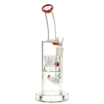 Vodka Glass Wise Clown Double Percolator Bong | Red - Side View 1
