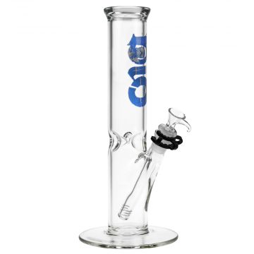 Bio Hazard Glass Straight Ice Bong | 12 Inch - Blue