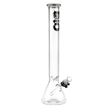 Bio Hazard Glass Straight Beaker Ice Bong | 18 Inch - Black 