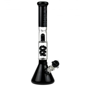 Blaze Glass Premium Double Spiral Perc Beaker Base Bong | Black - Side View 1