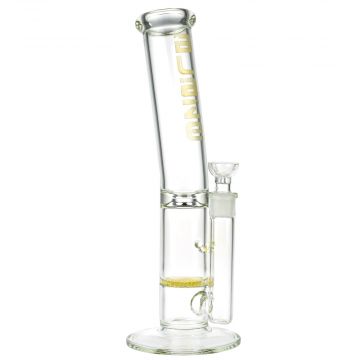 Blaze Glass Stemless Layback Disc Perc Bong | Yellow - Side View 1